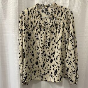 SHEIN Black and Cream Printed Blouse
